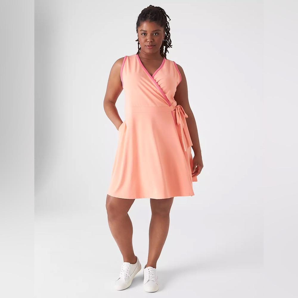 Sleeveless Coral Wrap Dress with Side Tie